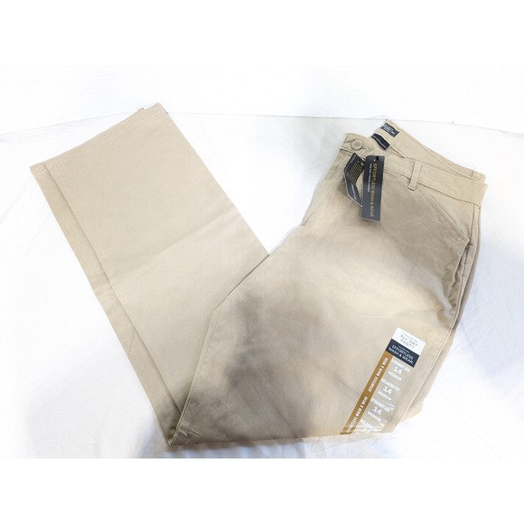 Lee Pants - Lee Womens 14 Relaxed Fit Straight Leg Mid Rise Khaki Pants Effortless Wash Wear